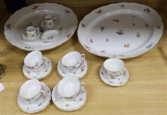 A large Meissen platter and part tea service and other items Platter 59cm long